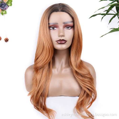 28 inch Kanekalon wig heat resistant blonde fiber ombre synthetic part lace front synthetic hair wigs for black women